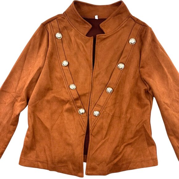 Military Style Faux Suede Jacket - Picture 3 of 9